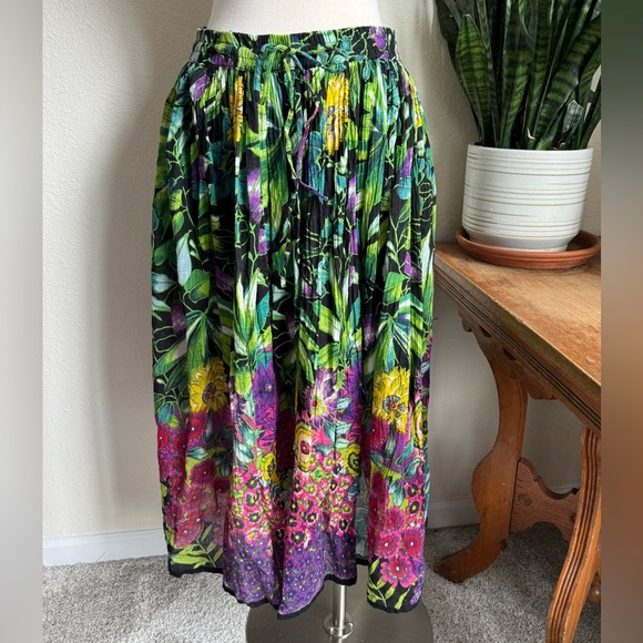 Vintage Boho Floral Skirt – Crinkle India Cotton Indie Sleaze festival - Picture 1 of 11